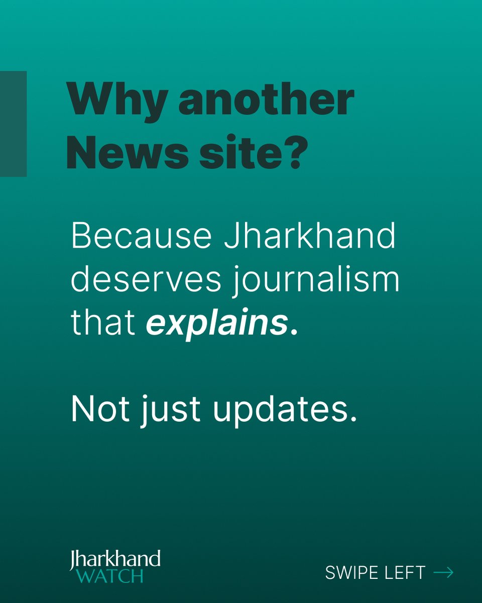jharwatch's tweet photo. What issue in Jharkhand deserves better coverage?

Every day, we read headlines about politics, mining, education, jobs, forests and development. But many important stories never get the attention—or the context—they deserve. https://t.co/Ga5doE2l78