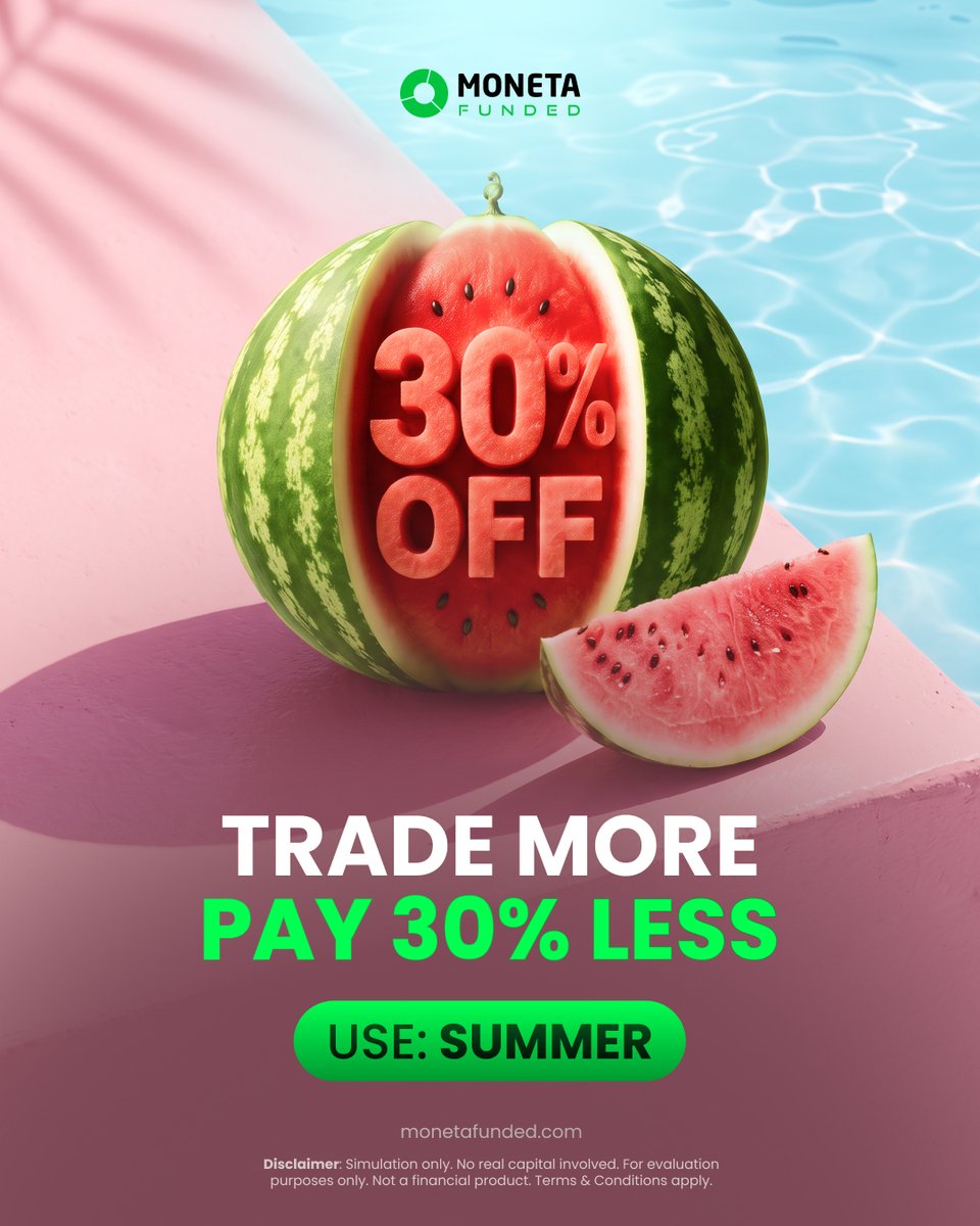 MonetaFunded's tweet photo. Summer's here. 
Your trading costs just got lighter. ☀️

Get 30% OFF your next challenge with code SUMMER.

🔗 https://t.co/Oq6PXhfIzR