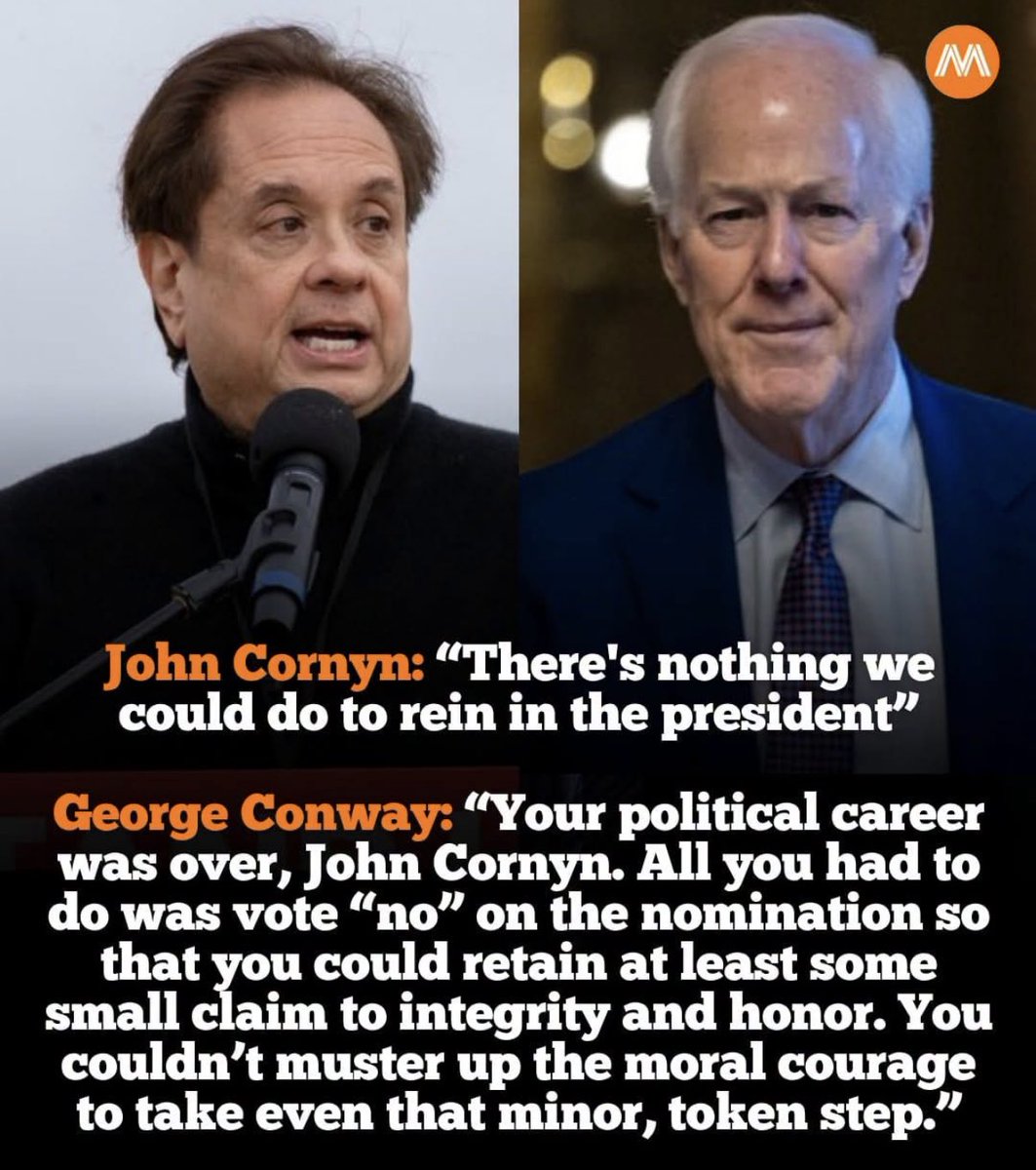 AnnieForTruth's tweet photo. George Conway is 💯 correct! Cornyn and Tillis are prime examples of the spine-less, ball-less cowards in the Republican Party bowing to the king! 🤬 https://t.co/IP07y30wsG