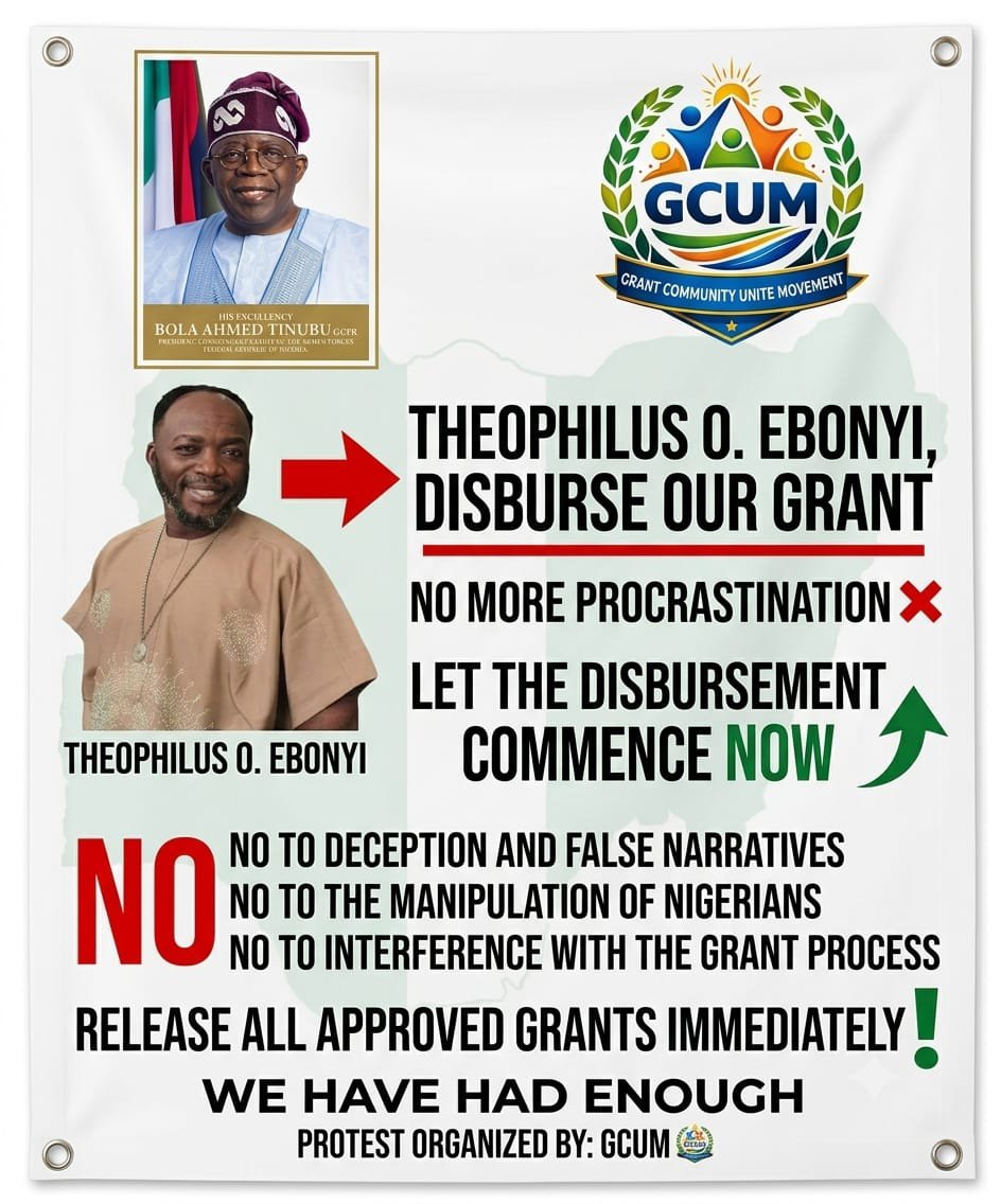GrantCommuUnite's tweet photo. Poor Nigerians subscribed for Theobart acclaimed grants. Yet the masses are treated like they are begging for what's their right. Theophilus Ebonyi and your co grant handlers, You have extorted the masses. Disburse the acclaimed grant NOW.
#GCUM #Transparency #JusticeForSubscribers #Nigeria