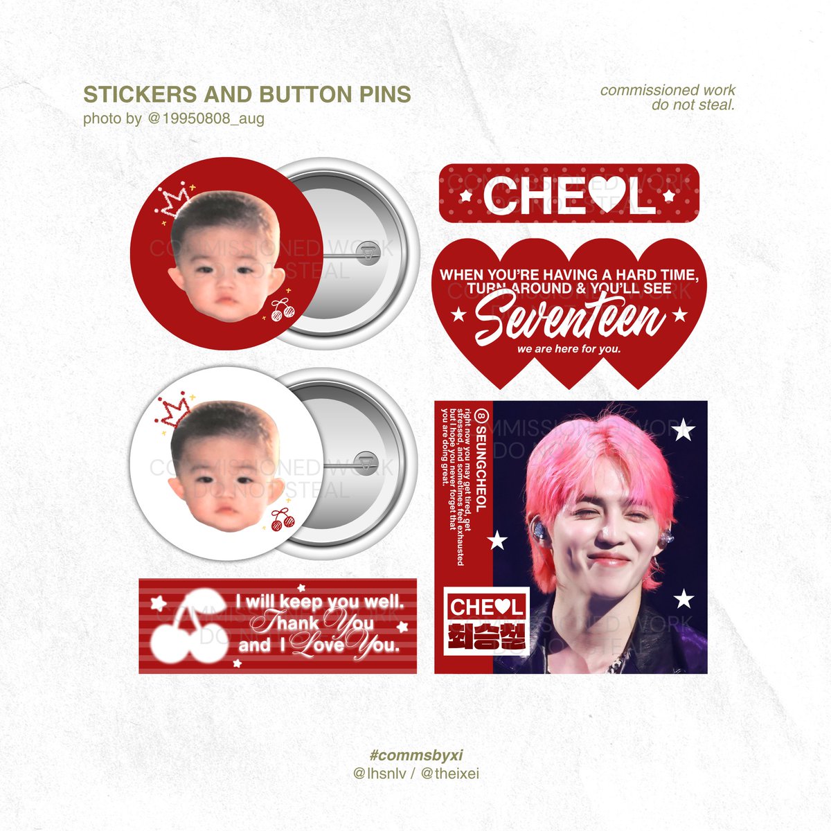 theixei's tweet photo. [ #commsbyxi ] stickers and button pins

open for all fandoms!
rush / non-rush
personal / commercial use

t. wts lf design comms graphic layout edit kpop event seventeen seungcheol cupsleeve birthday concert world tour freebies cse fan support https://t.co/NYdmlu4XkG