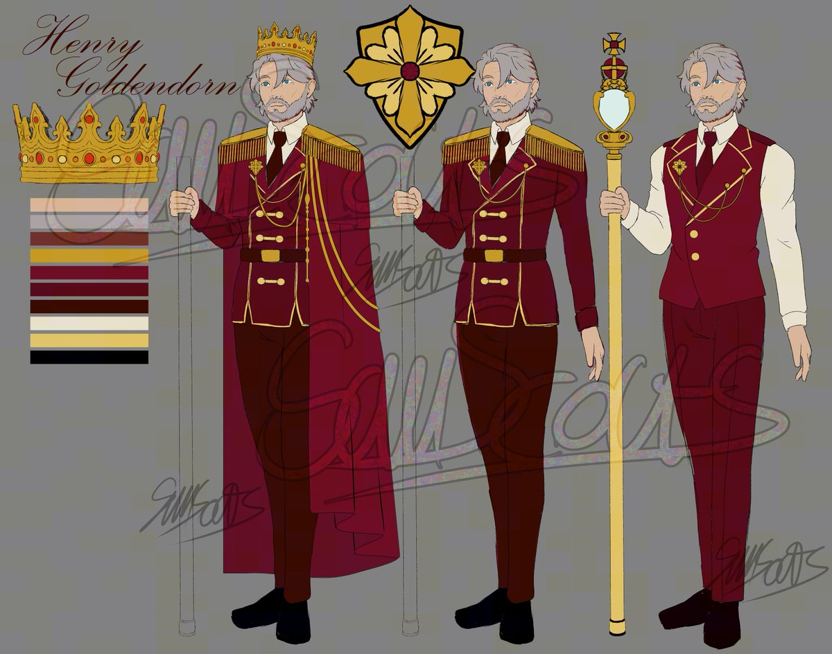 sam_scouts's tweet photo. Next character, Henry Goldendorn, the king of Thorndover and older brother of Wilbur Goldendorn. He does his best to follow his fathers example and rule his nation well and fairly. #oc #king #characterdesign #steampunk #art #myart #digitalartㅤㅤㅤㅤ https://t.co/iG1ueYHWB0