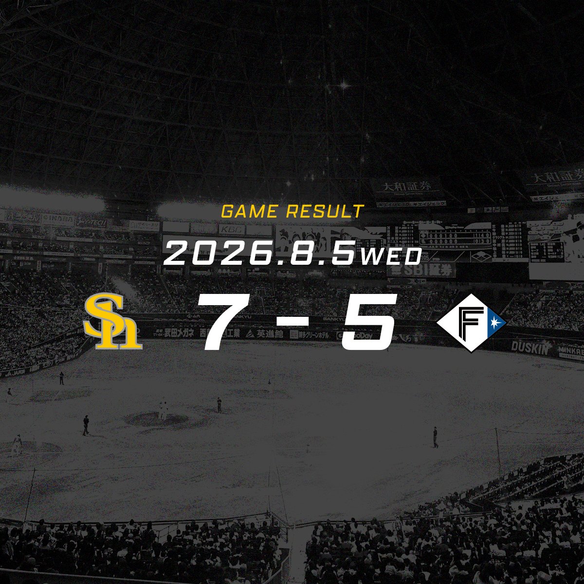 HAWKS_official's tweet photo. 【試合結果】
✍️スコア詳細はこちらから
https://t.co/tnz1XEEyI9

#全新 #sbhawks https://t.co/ocKF8Zhst5