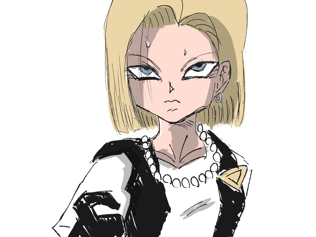 X_absorber's tweet photo. アイコン用に描いた18号です（シチュはセルににじり寄られている時） https://t.co/Dy7gsy2WHu