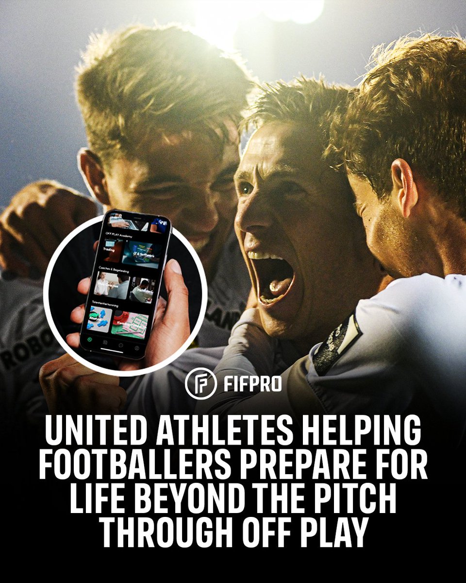 FIFPRO's tweet photo. 🇧🇪 Belgium's @_UnitedAthletes has partnered with OFF PLAY to give active and former footballers one place to access education, career guidance, coaching, skills development, and employment opportunities.

Read more: https://t.co/ShQDTYRqpa https://t.co/iDukSO1xty