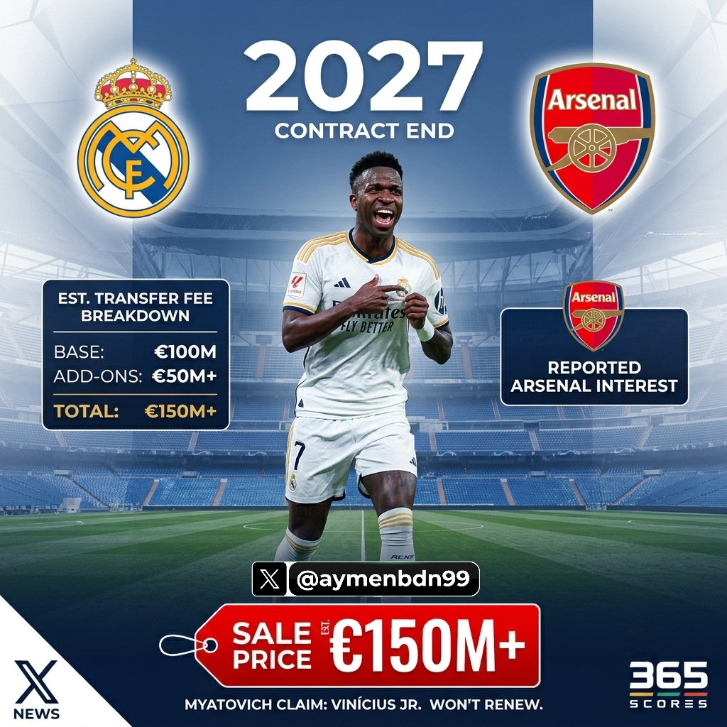 aymenbdn99's tweet photo. أكد أسطورة ريال مدريد بيديا مياتوفيتش بحسب موقع "365Scores" أن فينيسيوس جونيور لن يجدد عقده مع النادي الملكي بعد رفضه العرض الأخير.
أرى أن الضغط الإعلامي وراء الخبر، وبيريز سينجح في حسم التجديد في النهاية.
هل تؤيد بيع فينيسيوس هذا الصيف أم التجديد بأي ثمن؟
#ريال_مدريد #فينيسيوس https://t.co/jQE1iCthQA
