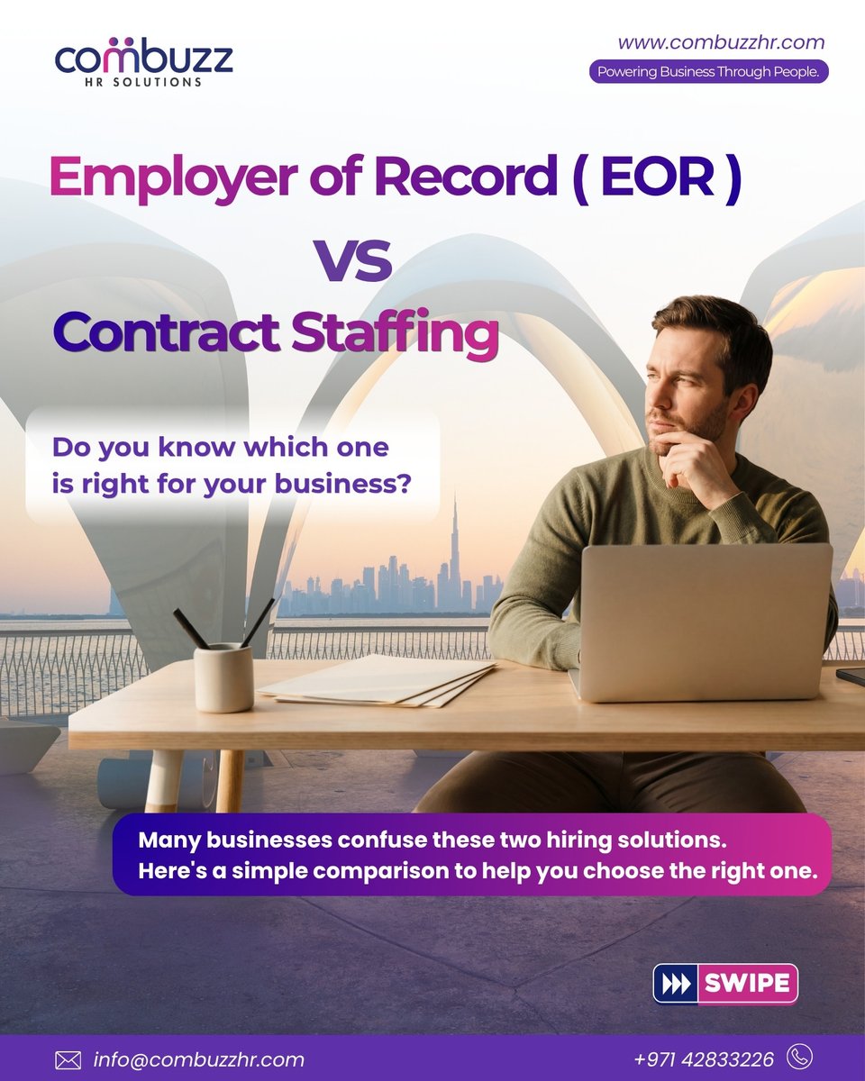Combuzzhr's tweet photo. 🤔 EOR or Contract Staffing—which workforce solution is right for your business?

📞 +971 42833226
📧 info@combuzzhr.com
🌐 https://t.co/C22RxeDiT5

. 

#EmployerOfRecord #EORUAE #ContractStaffing #ContractStaffingUAE #WorkforceSolutions https://t.co/6K3PfgEm24