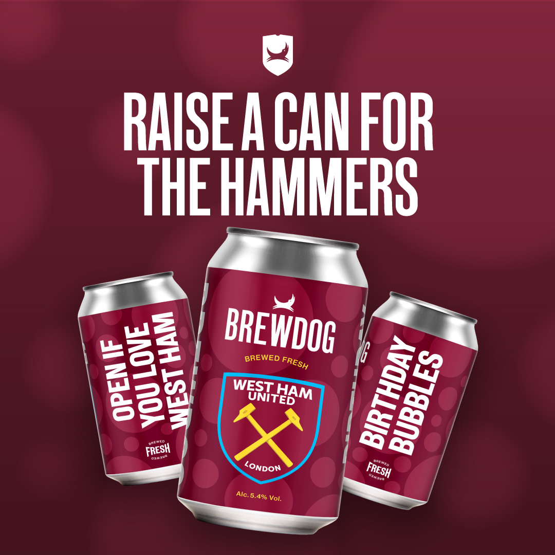 WestHam's tweet photo. Last chance to get your hands on the limited edition West Ham United x BrewDog cans before the new season 🍺 

Grab yours now!
