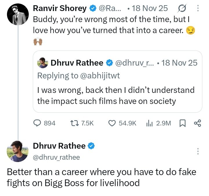 shivamroy__'s tweet photo. Dhruv Rathee cooked Ranvir Shorey 😭 🔥 https://t.co/TAkw6u9l0N