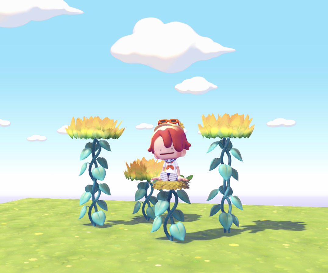nanase__game's tweet photo. ほそながみずくさ×きいろのくさ　で作るひまわり🌻　真上を向くポジティブさ🌞ほしくさのこしかけを合わせるとひまわりの妖精になれます🧚　いろんな草花を合わせてみても良いかもしれません🫶

#ぽこあポケモン       #PokemonPokopia https://t.co/O3my8uHUfL