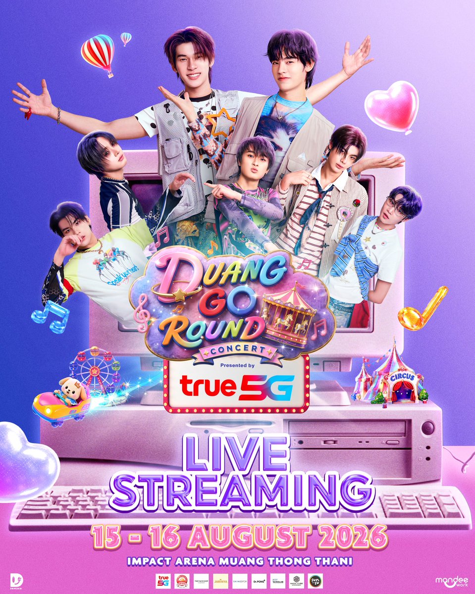 DomundiTV's tweet photo. 𝐃𝐔𝐀𝐍𝐆 𝐆𝐎 𝐑𝐎𝐔𝐍𝐃 𝐂𝐎𝐍𝐂𝐄𝐑𝐓 Presented by True5G 🎪✨

บัตรหมดแล้วก็ไม่เป็นไรน้าา~ เพราะความสนุกยังส่งตรงถึงทุกคนได้! 🎠💥

มา 𝐆𝐎 𝐑𝐎𝐔𝐍𝐃 ไปพร้อมกัน ผ่าน Live Stream Version ✨ ครบทุกโชว์ ทุกเพลง ทุกโมเมนต์แบบสด ๆ เหมือนได้มาอยู่ด้วยกัน!

𝙎𝙃𝙊𝙒 𝙏𝙄𝙈𝙀
🗓️ DAY 1 | 15 AUGUST 2026
🗓️ DAY 2 | 16 AUGUST 2026

🎥 : Live Stream Version
𝗔𝘃𝗮𝗶𝗹𝗮𝗯𝗹𝗲 𝗡𝗼𝘄
🔗 : https://t.co/XJr4FekDEZ

DUANG CONCERT AT IMPACT
#DuangGoRoundConcert