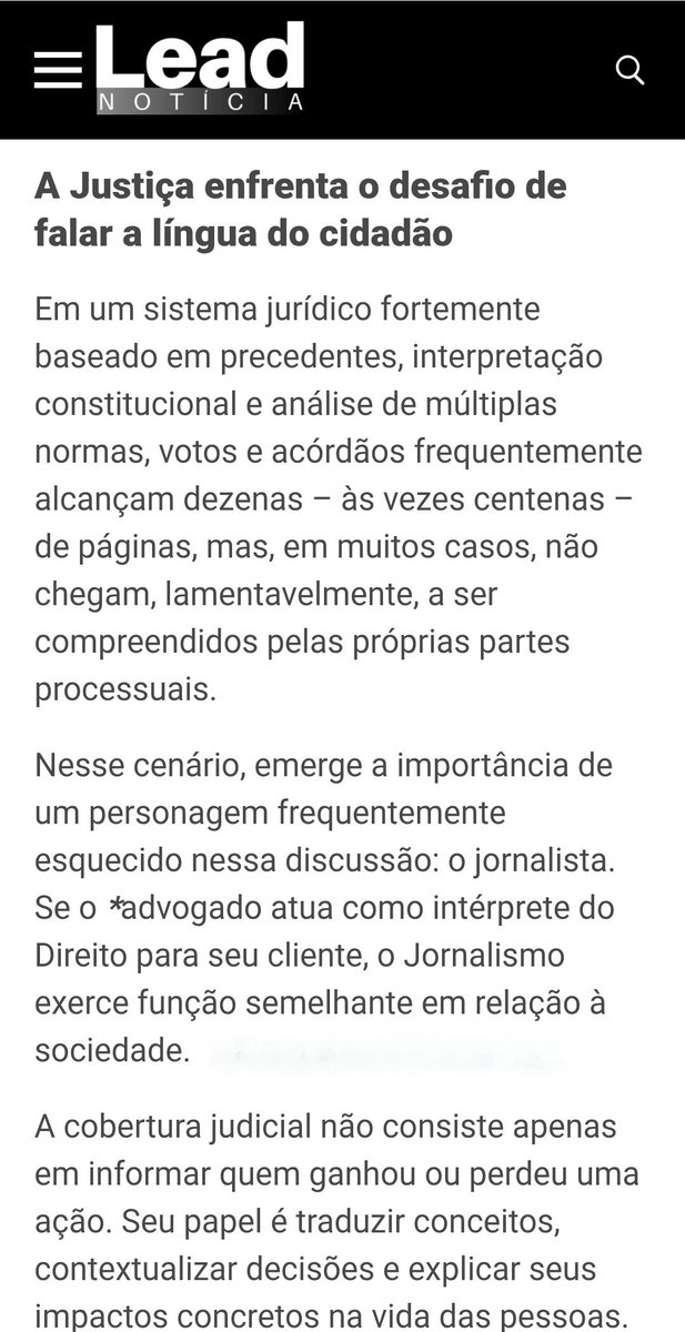 UchoaJournalist's tweet photo. Na nossa coluna mensal Entre Linhas &amp; Leis, proponho debate sobre a simplicidade da linguagem jurídica - nas decisões judiciais e no próprio jornalismo. 
Confira no portal @leadnoticia  .
A gente se encontra lá! https://t.co/ffNr3nz3Ps