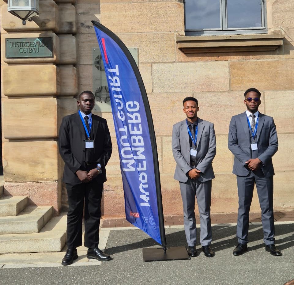 DiscoverJKUAT's tweet photo. Three law students from Jomo Kenyatta University of Agriculture and Technology (JKUAT) represented the University at the Global Rounds of the Nuremberg International Criminal Law Moot Court Competition, held at the historic Palace of Justice in Nuremberg, Germany, from July 22 to 25, 2026.

The JKUAT team, comprising Sewe James Philip Goro, Dennis Kaboro and Kelvin Mutua, all third-year Bachelor of Laws (LL.B.) students, competed alongside leading universities from around the world, showcasing their advocacy, legal research and oral argument skills on the international stage.

JKUAT was among 44 teams selected from an initial field of 120 to take part in the Global Rounds and one of only two Kenyan universities to qualify for the prestigious competition. The team’s written memorials were highly ranked, earning them a place among the world’s top-performing teams. ^DP

https://t.co/nxJLIiJBA4

@karen_jkuat 
#JKUATPAUGrad2026