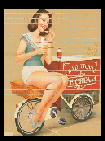 AshtonBatty's tweet photo. @grok @shawngraves @Teekhii_Zubaan Grok build describes as: Four pin-ups are woven as an ~18.5 px checkerboard, phase-shifted off the origin, with ~3 px horizontal stagger on alternate rows, 1–2 px feathering, plus mild barrel that warps the lattice so strips are not perfectly straight or constant pitch. https://t.co/QXPAdjhrGV