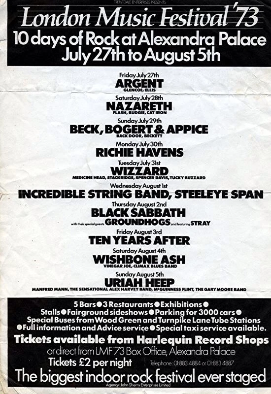 70sweekly's tweet photo. August 5, 1973 Alexandra Palace, London, ENG https://t.co/YMQxIgBhXI