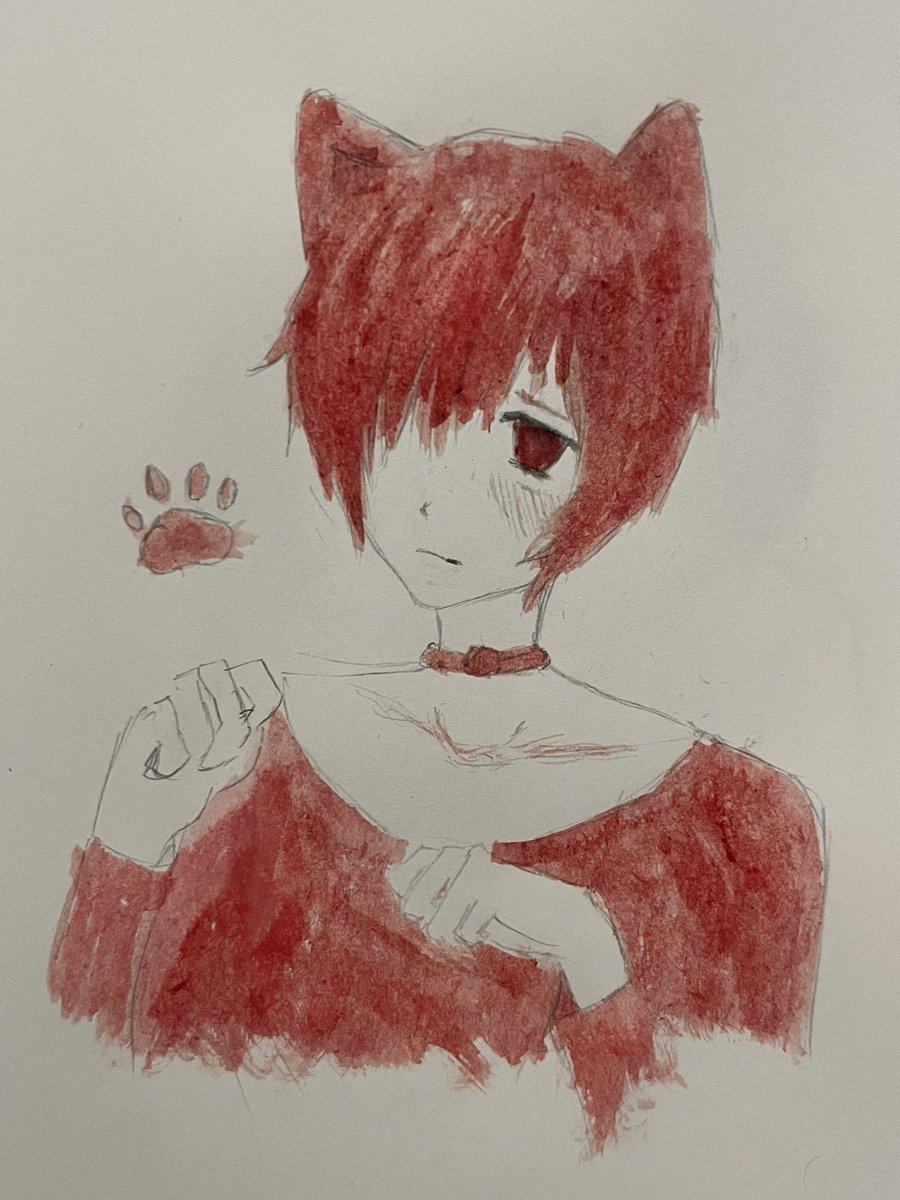 sweetdoctor_'s tweet photo. #sh Beautiful catboy drawing with red paint and water it’s all fake blood #catboy #drawing #jiraikei https://t.co/gcF5kvU6Vv
