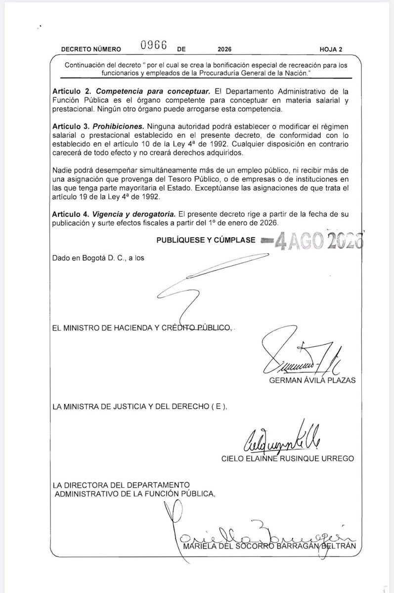 USCTRABCOLOMBIA's tweet photo. Bonificación especial de recreación para los empleados públicos de la procuraduría, Acuerdo de la Negociación Estatal 2025.
#procuraduria #NegociacionColectiva #EmpleadosPublicos https://t.co/nWZYK2Tf9V