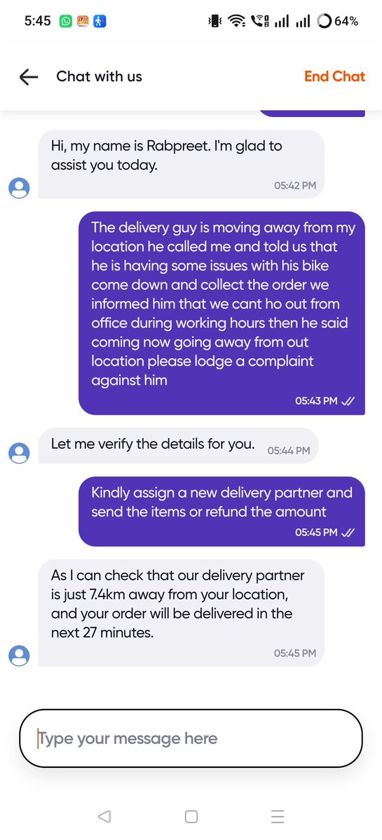 _StoneHearted_M's tweet photo. @Swiggy tatti services order some snacks on 4.52pm  delivery guy who told us that come down and pick up your order i informed him that during office hours i cant come down please come outside on 7th floor and knock the door he said coming then left https://t.co/coHGyjl1Gs