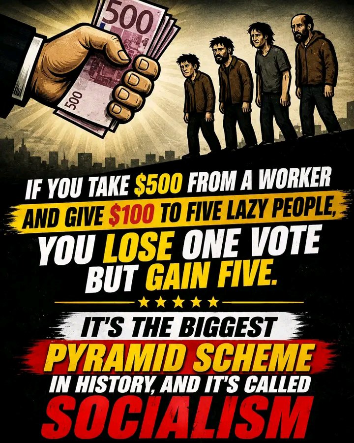 Onkeljoshy's tweet photo. It's always the same story: punishing hard work to buy votes with other people's money. 💸 Hardworking Americans are done being the piggy bank for this failed system. 👷‍♂️ Do you think this 'wealth redistribution' ever actually helps anyone in the long run? 🤔 https://t.co/fVEvea5M5w