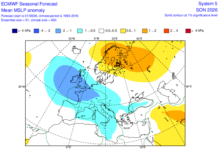 MetRyan96's tweet photo. Interesting update from ECM

Much more unsettled signal developing as we head through Autumn

Note the increasing signal for Atlantic/Greenland blocking as we get into winter, would give higher risk of colder weather

Too far out to take literally but this winter is a wildcard https://t.co/29eW0a4K1v