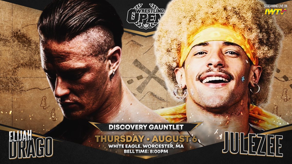 WrestlingOpen's tweet photo. OFFICIAL: The Ukrainian Born Thriller @elijah_drago enters the Discovery Gauntlet.

Can @itsjulezee overcome the size difference to go 3-0?

Summer Stunner - Night Two.

Thursday.

Worcester.

Link in Bio for 🎟️
or $10 at the door https://t.co/DDLigYUxsj