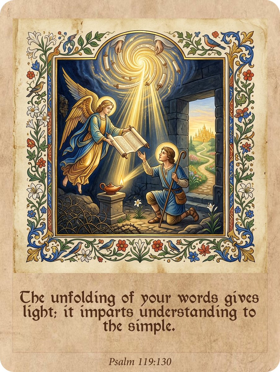 bigbirdart's tweet photo. Verse of the day: Psalm 119:130 
The unfolding of your words gives light; it imparts understanding to the simple. https://t.co/1HeCp3jRuT