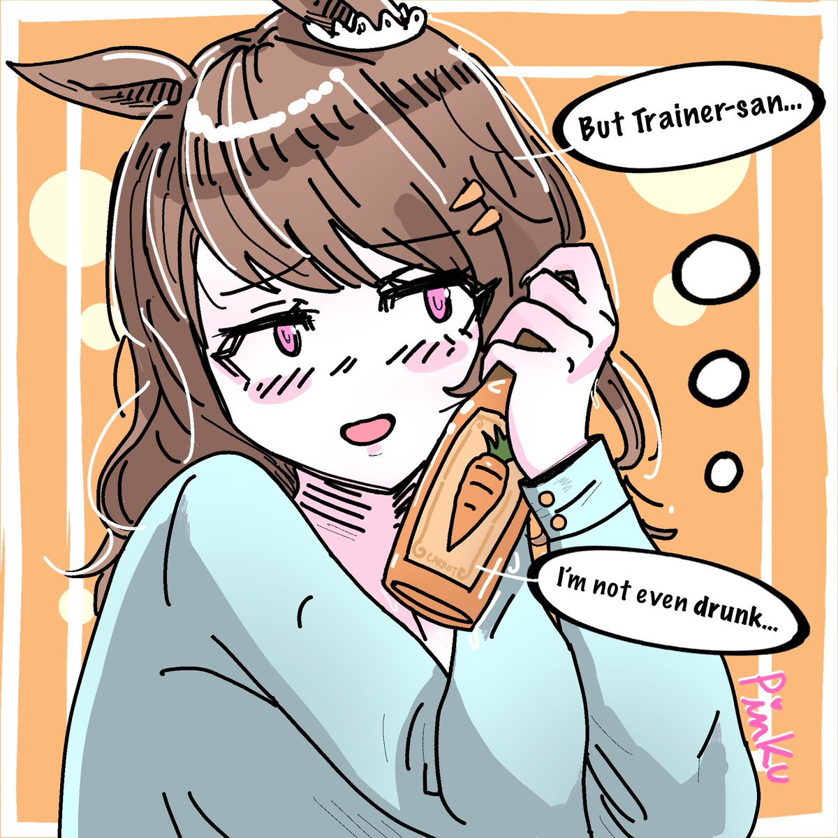 PinkUmaGirl's tweet photo. Light Hello hasn’t had enough 🍻 #Umamusume https://t.co/o6NaSHgnB3