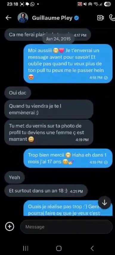 actureactinfo_'s tweet photo. 🚨🇫🇷 ALERTE - Nous vous dévoilons les conversations (payantes) de l’animateur #GuillaumePley avec une adolescente sur Twitter. (@lesinrocks) https://t.co/rVXacspYl4