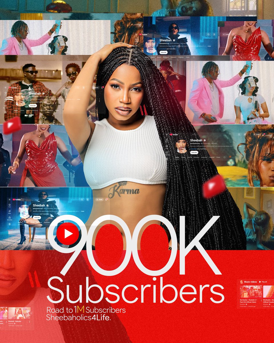 Ksheebah1's tweet photo. My Babies, My Lovers, My Sheebaholics ♥️ I love you so much.

We have officially reached 900K YouTube subscribers🥹 Thank you 🙏🏽 Thank you for making all of this worth it. Thank you for making me smile. Thank you for every view, every stream, every share, every comment, every subscription, and every prayer. Thank you for standing by me through it all. Thank you for believing in me and being part of this incredible journey.

Your love has never gone unnoticed. Your support has been constant, and that means everything to me. You already know your Queen’s favorite love language is consistency, and you’ve spoken that language to me every single day. Thank you for being so consistent in my life, my journey, and my career. I don’t take any of it for granted. I appreciate you more than words can express and I love you so much.

Now, we’re on our way to 1 MILLION SUBSCRIBERS 🚀 Let’s do this together.

#SheebahRoadTo1MillionSubscribers
#Sheebaholics4Life