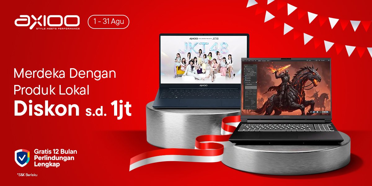 aguskoerniawan's tweet photo. Promo Axioo
Merdeka Dengan Produk Lokal
Diskon hingga IDR 1.000.000
Promo hingga 31 Agustus 2026
#Axioo #Blibli
Info lengkap https://t.co/UedonfwK9t https://t.co/w2L1Apd2PD