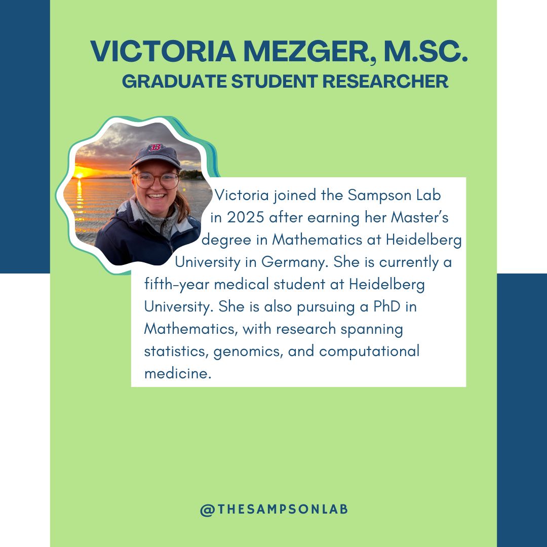 TheSampsonLab's tweet photo. Meet Victoria! 👋🧬

We’re excited to introduce another member of the Sampson Lab team. Her work brings together mathematics, medicine, and genomics to help advance our understanding of kidney disease.

Grateful to have her on the team💙

#SampsonLab #MeetTheTeam #KidneyResearch https://t.co/ZgcBXUY1d1