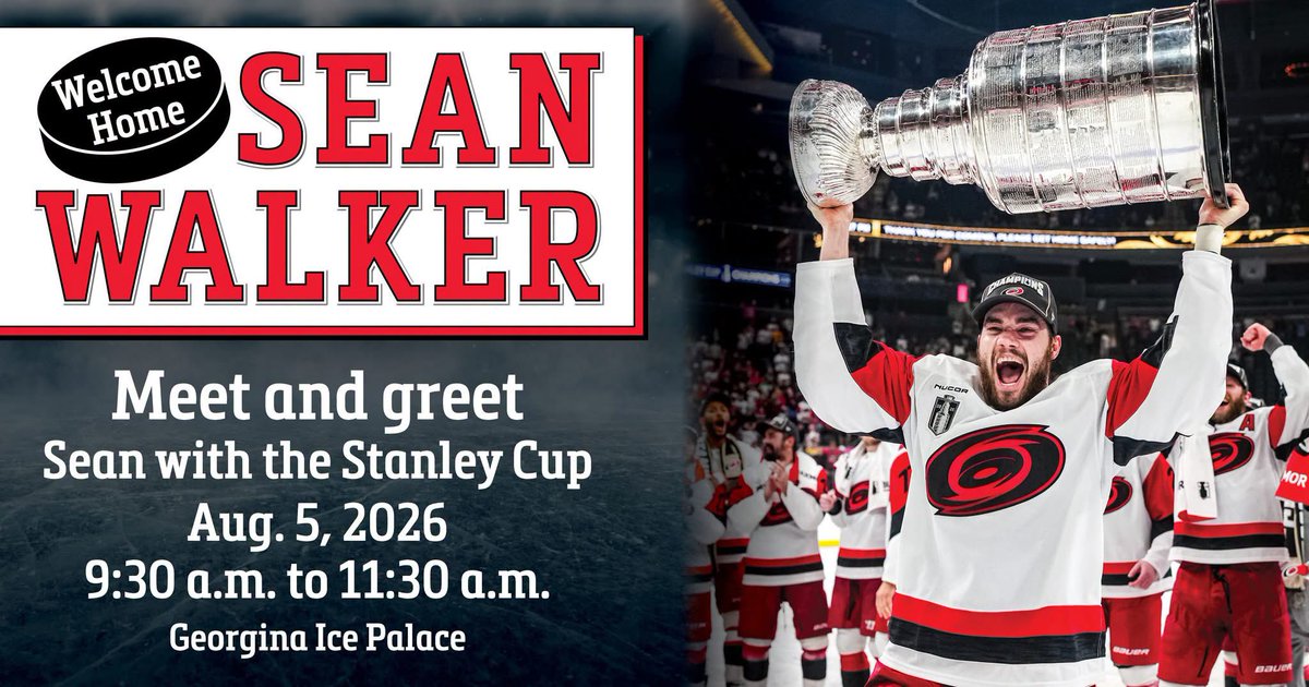 georginatown's tweet photo. Today’s the day! Sean Walker is bringing the Stanley Cup home to Georgina. The event runs today, Aug. 5, from 9:30am–11:30am at the Georgina Ice Palace. First come, first served. Photos only, no autographs. 🏒🏆

More: https://t.co/DyzrMEbTkq https://t.co/C6oJ1AtE3f