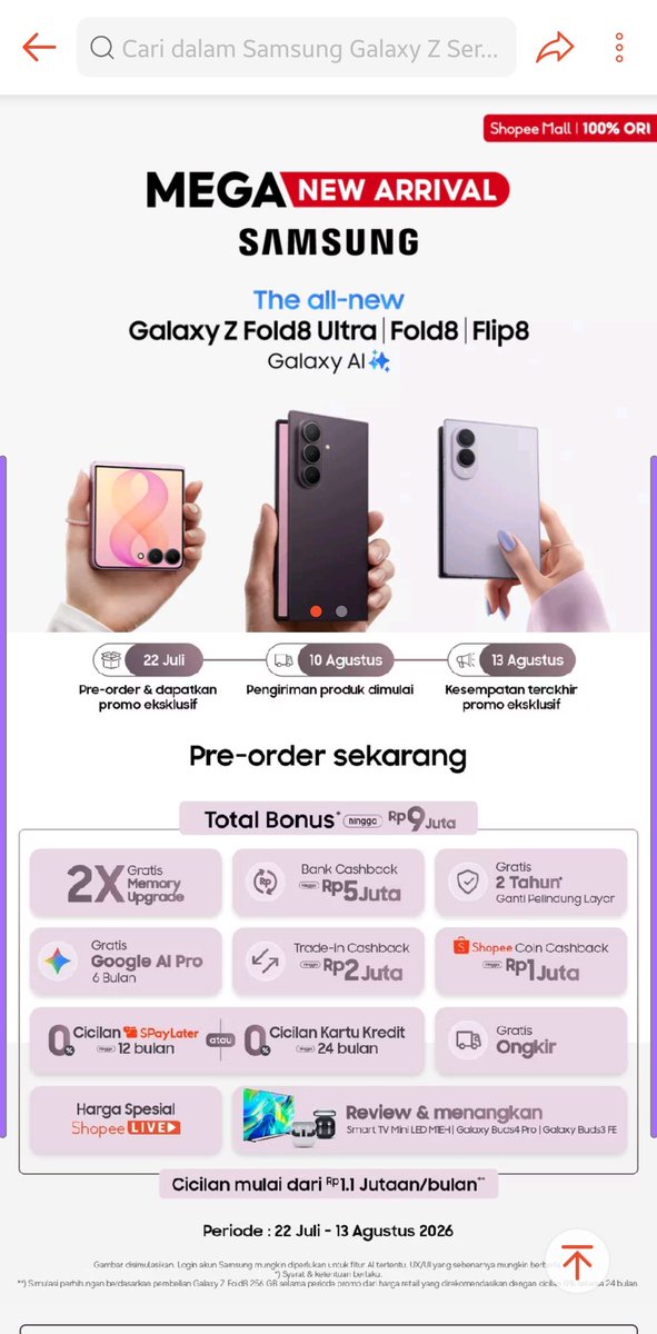 voogeevic's tweet photo. @ShopeeID Nikmatin konten di #GalaxyZFold8 jadi lebih seru dengan rasio main screen 4:3 #FoldTheDoubt #ThisIsGalaxyZFold8xShopee https://t.co/3KsxSvCPSZ
