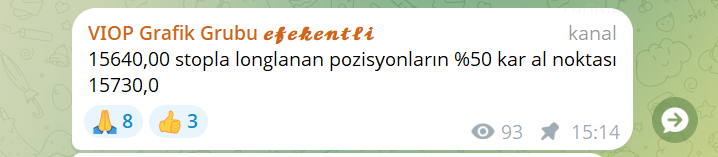 efekentli__'s tweet photo. Sabah açılış sonrası yapılan longlar 15938,00 altı shortlarla değiştirildi. 

15640,00 a yakın shortlar verildi, tekrar long açıldı.

15730,00 da 80 puana %50 kar alındı longlarda.

15750,00 pivot üzeri kalan %50 ile devam, pivot altı kar cebe yapılır çıkılır. 

#viop #viop30 #x30yvade 

#efekentlisistem biz daha iyisini yapana kadar vadeli işlemlerde en iyisi bu 😎