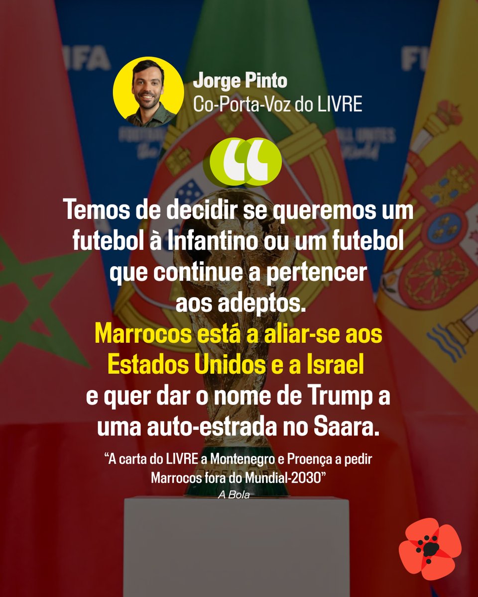 LIVREpt's tweet photo. O futebol pode unir povos, mas não deve servir para normalizar a ocupação de territórios, a violação de Direitos Humanos ou a instrumentalização de pessoas.  O que está em causa é a mensagem que Portugal escolhe dar sobre os seus parceiros e o respeito pelo direito internacional https://t.co/7eipkJKonu