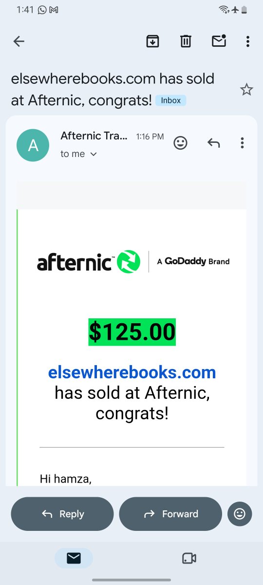Hamza__Skalli's tweet photo. I just sold https://t.co/ka74Vl4fdV through @Afternic for $125.00! https://t.co/8vu1EkXAmW