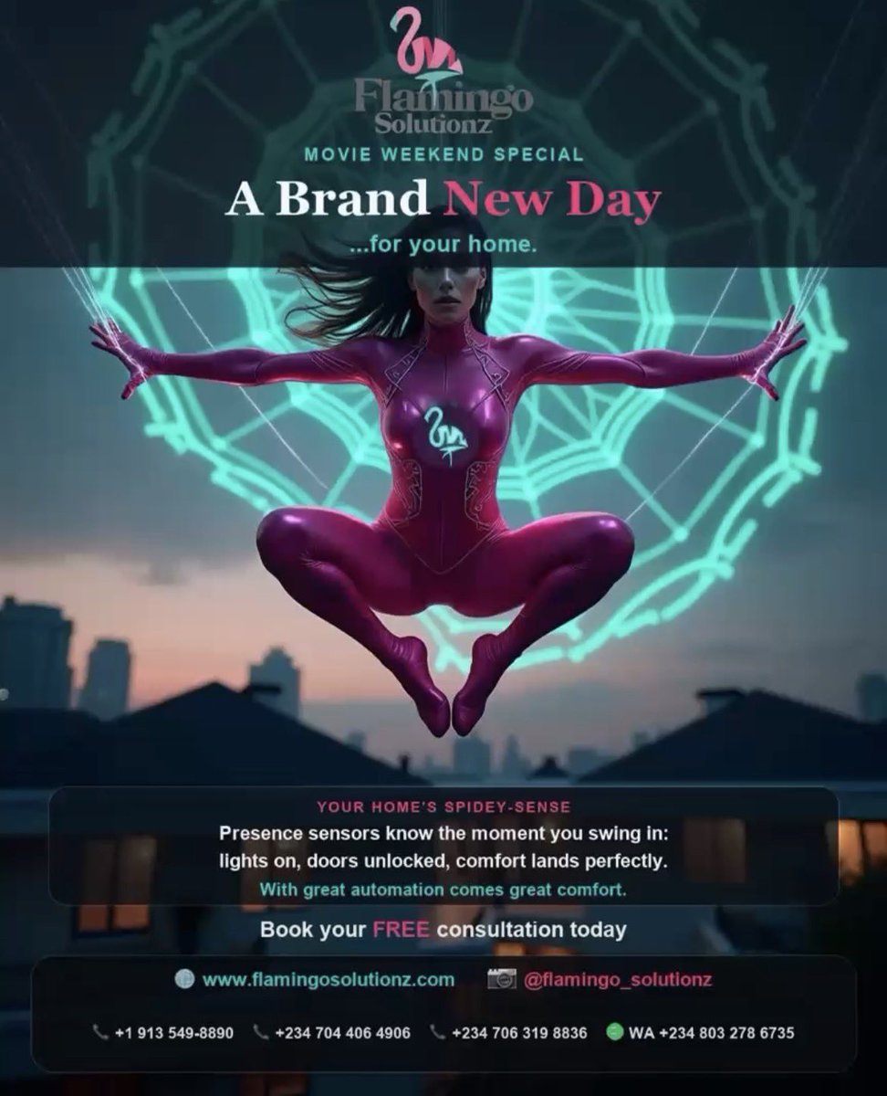 Flamingo_SZ's tweet photo. Imagine walking in and your lights, locks, and comfort respond instantly. No superpowers required.
Presence sensors make everyday living feel effortless.
✨ Book your FREE consultation today🦩
#SmartHome #SmartSignals #SpiderManUnNuevoDía #flamingosolutionz #virałpost #SmartX https://t.co/wrUWLb34h8