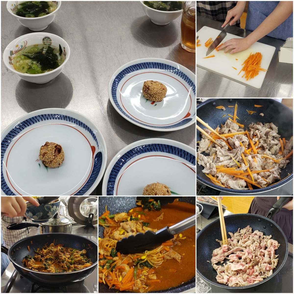 NtCooking's tweet photo. 8/4
ビビンバ丼
わかめスープ
ゴマ団子

スタミナたっぷりの献立
高価な牛肉ではなく、財布に優しい豚肉にアレンジ
食べごたえたっぷり‼️

みんな技法習得中です‼️

��像が少なくでごめんなさい💦
目の前の作ることで精一杯で、気がつけばスープもゴマ団子も画像を撮れてませんでした💦 https://t.co/L1RZ6grpHF