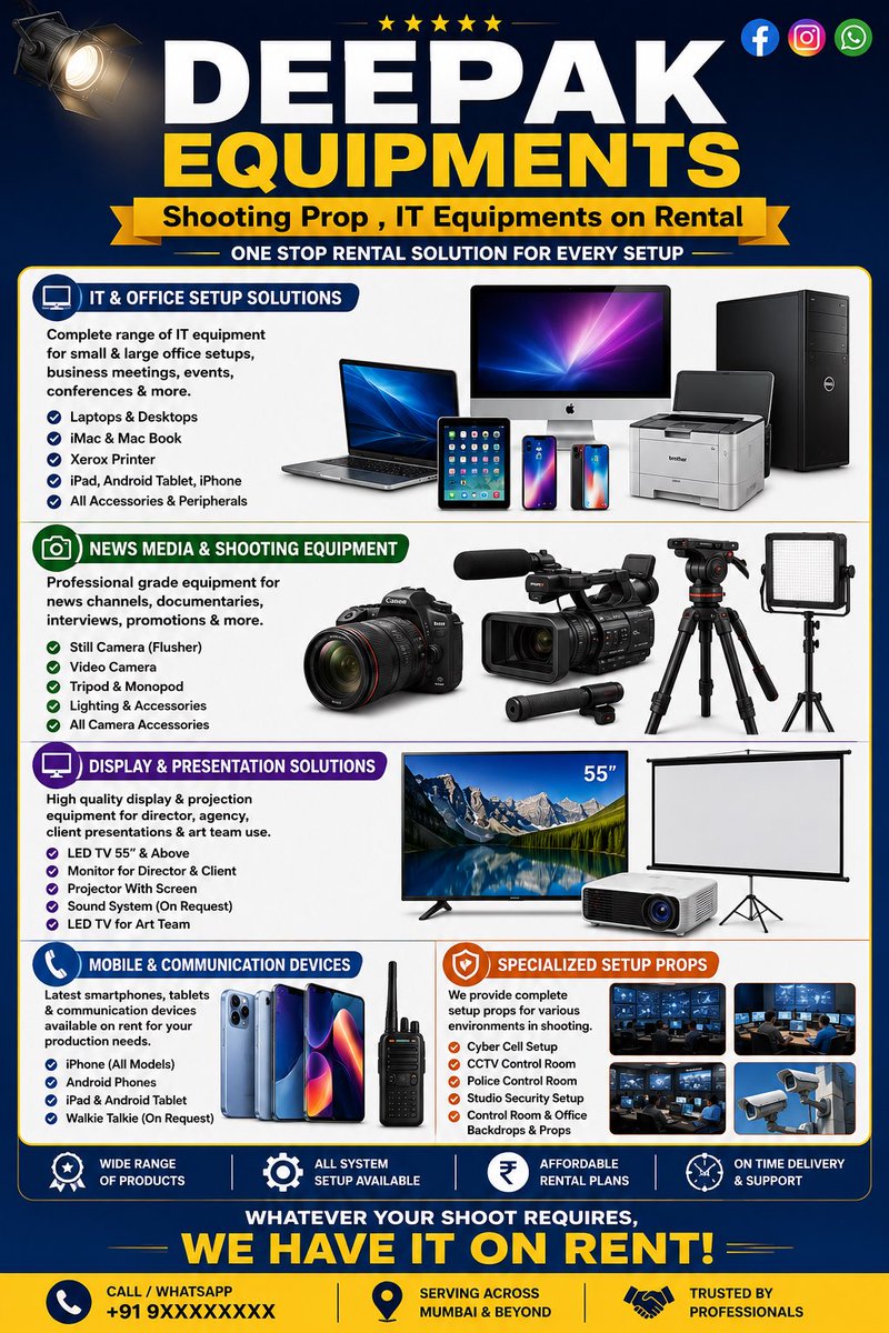 RentEquipments's tweet photo. AUDIO - VIDEO EQUIPMENTS, IT EQUIPMENTS ON RENTAL 💌 #MUMBAI https://t.co/T8tApUtLvk