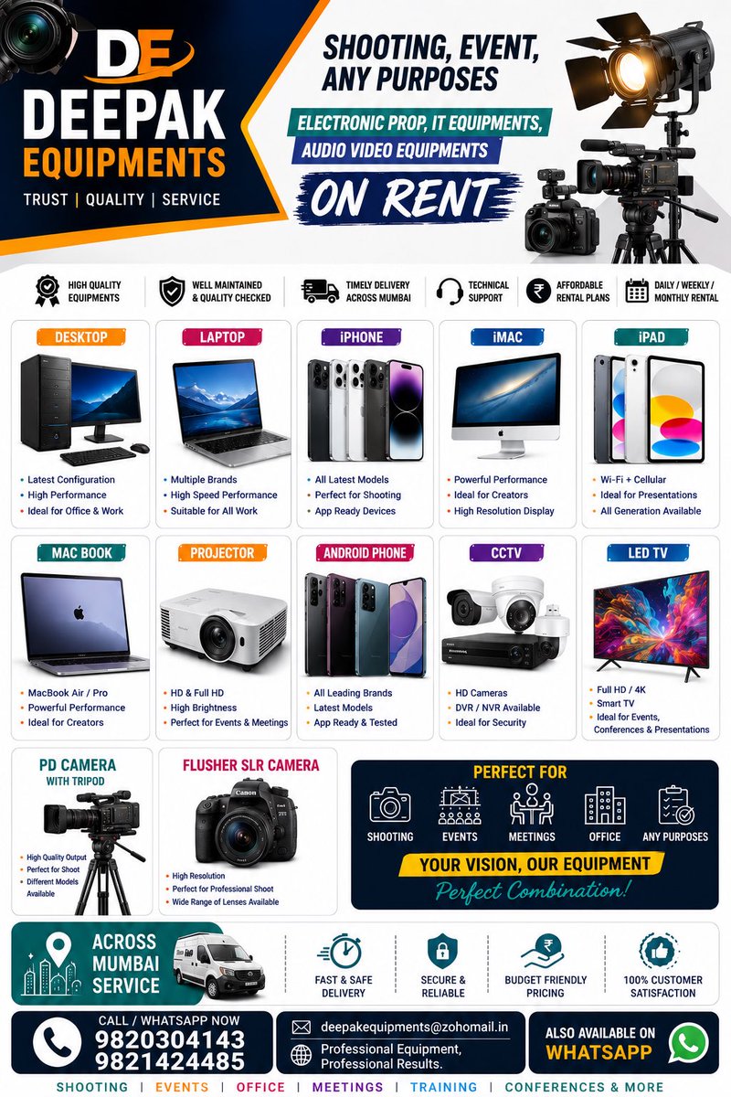 RentEquipments's tweet photo. AUDIO - VIDEO EQUIPMENTS, IT EQUIPMENTS ON RENTAL 💌 #MUMBAI https://t.co/T8tApUtLvk