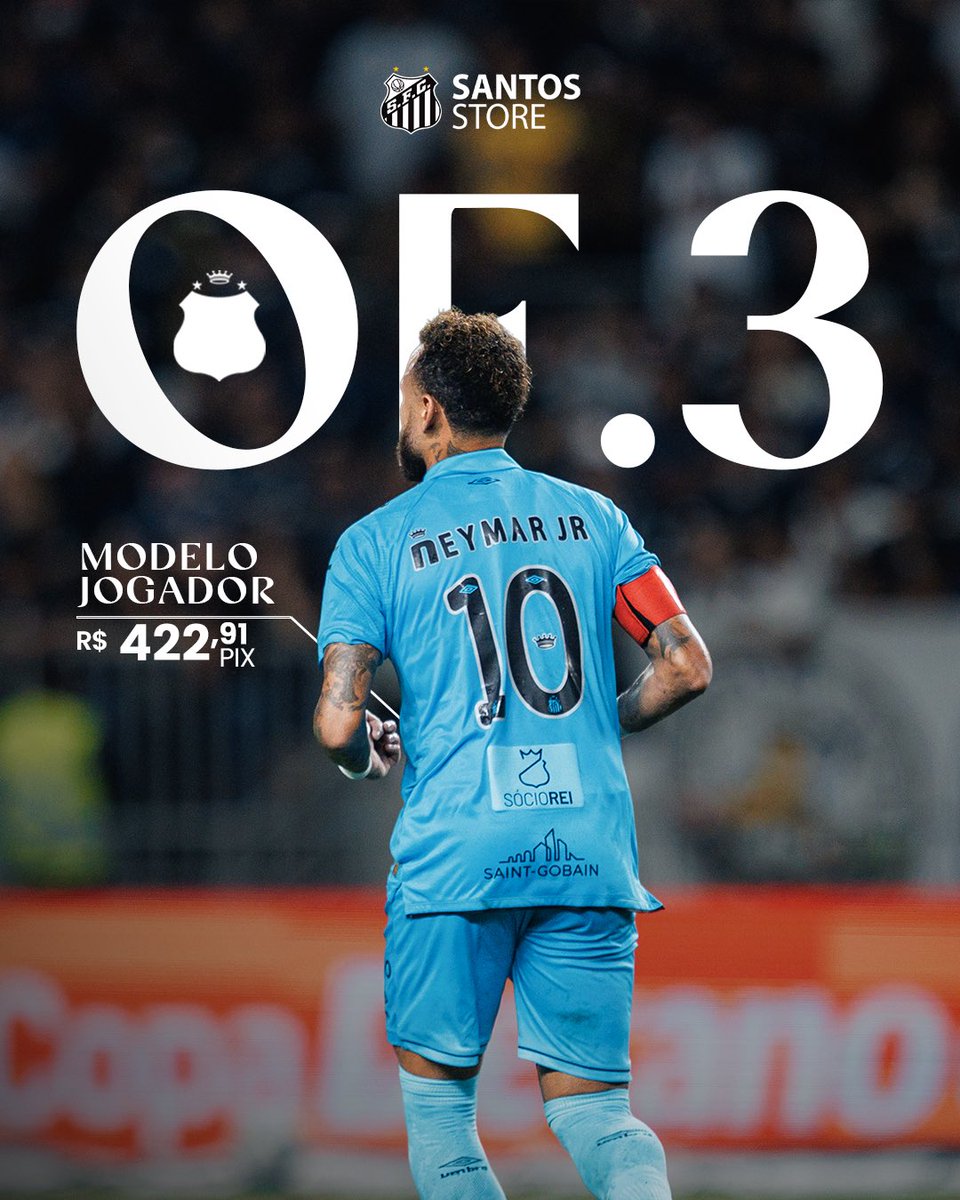 SantosFC's tweet photo. O Príncipe mandou avisar! 👑

Acordou classificado? Então aproveita a comemoração!

Use o cupom NEYMAR20 e garanta 20% OFF na linha oficial do Peixão na Santos Store. E tem frete grátis para ficar ainda melhor! 🤍🖤

Mas corre, porque é só hoje!

🛒 Garanta já o seu manto na Santos Store: https://t.co/tPrsvydhky