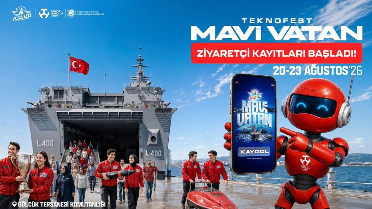 GolcukGuncel's tweet photo. GÖLCÜK TERSANESİ’NDE DENİZ TEKNOLOJİLERİ HEYECANI
TEKNOFEST MAVİ VATAN ZİYARETÇİ KAYITLARI BAŞLADI! https://t.co/8V7D2ZOJkC