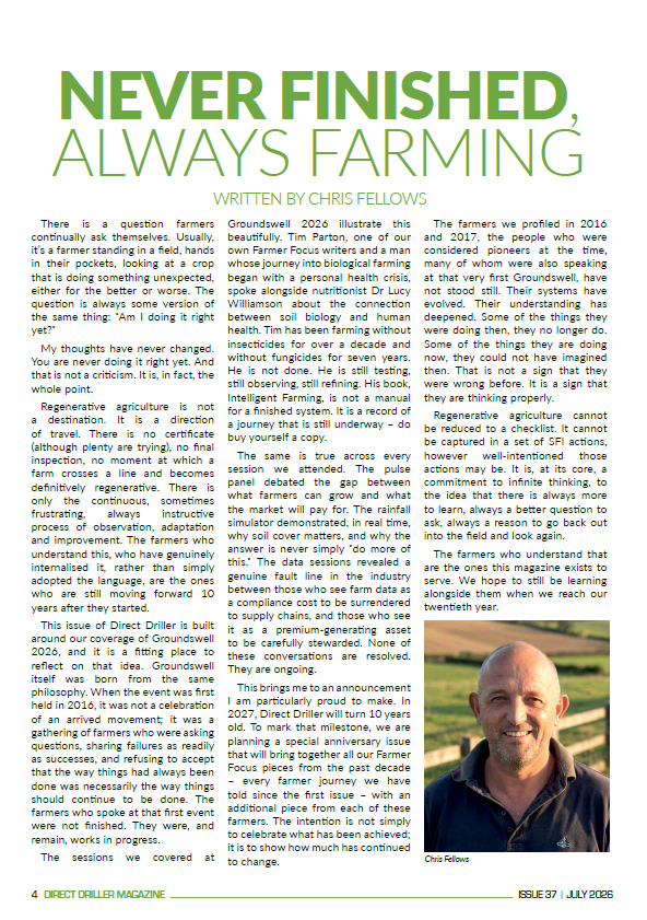 mydirectdriller's tweet photo. 🚜 Welcome to the first article of Issue 37 of Direct Driller Magazine - Never Finished, Always Farming - written by Chris Fellows.

➡️ Read now: https://t.co/4cqXGcv1lI

Issue 36 of #directdriller sponsored by @LloydsBankBiz 

#regenerativefarming #regenag #farminguk https://t.co/KpO2ayiHA5