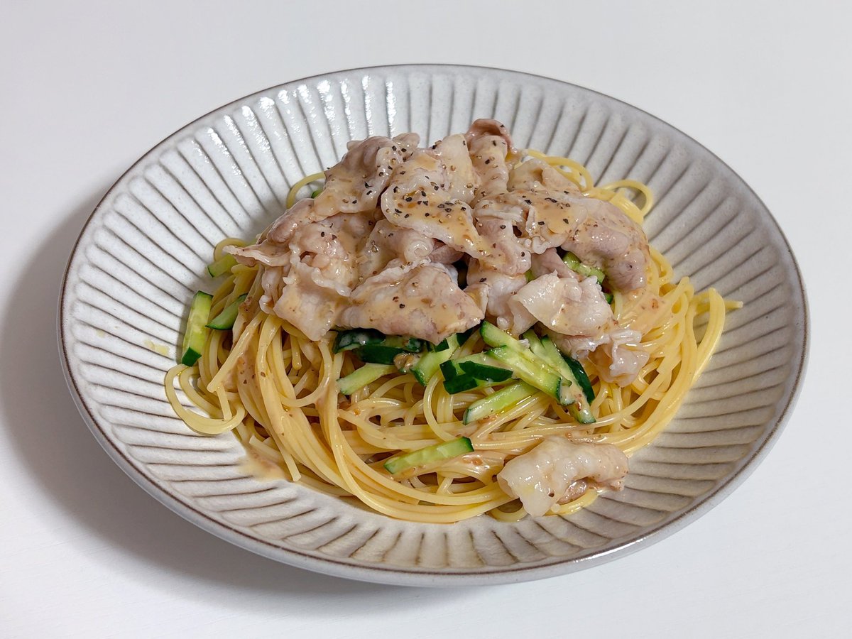 2639139's tweet photo. 豚しゃぶ冷製パスタ
のんちゃんがテレビで食べていて
美味しそうだったので作りました!!!

ドラマ楽しみに観てます👀✨️
今日も3話リアタイします🗼

#のん https://t.co/pTw9xTWfNz