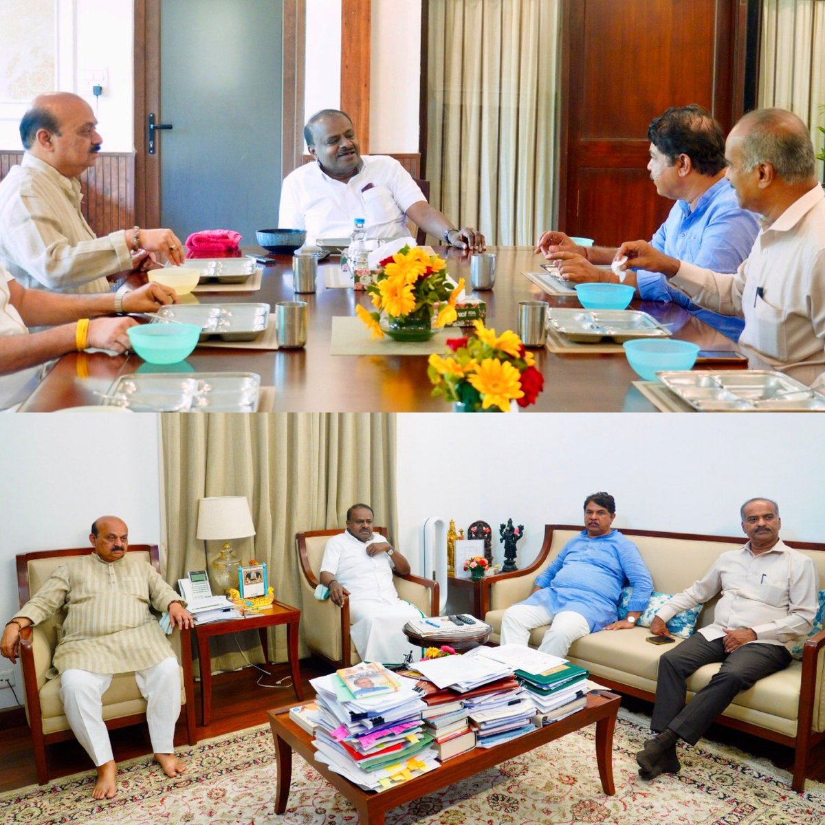 PCMohanMP's tweet photo. Joined Union Minister Shri H.D. Kumaraswamy for lunch, along with former Chief Minister Shri Basavaraj S. Bommai and Leader of the Opposition Shri R. Ashok. https://t.co/4BMQxXr5wj