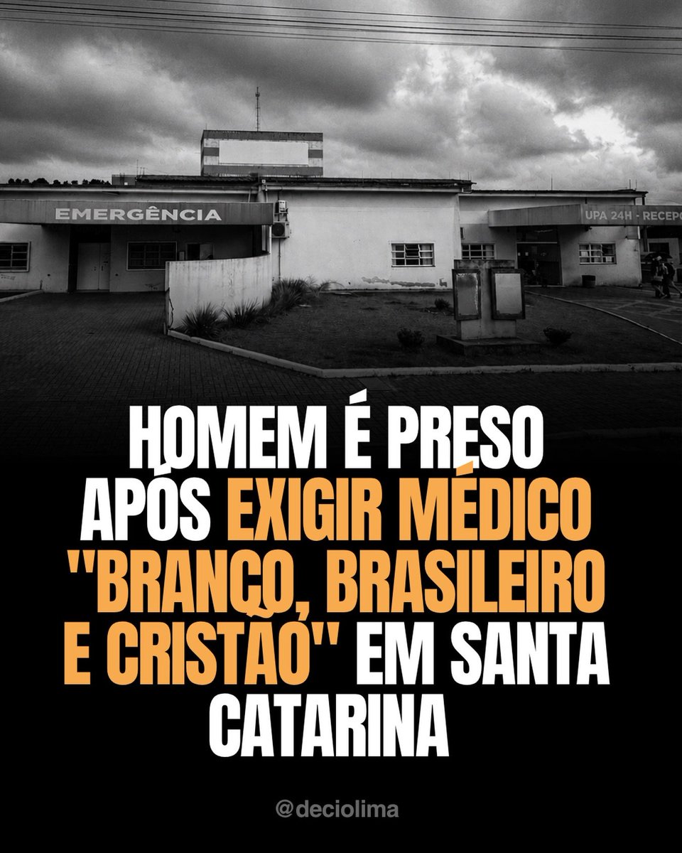 orlandoguerreir's tweet photo. Um caso de racismo e xenofobia foi registrado na noite do último sábado em um Pronto Atendimento de Caçador, no Meio oeste de Santa Catarina.

O paciente teria feito manifestações contra o médico por ele ser venezuelano e judeu, além de demonstrar insatisfação com o atendimento.

A situação foi presenciada por uma acadêmica de medicina que acompanhava o profissional. 

Os envolvidos foram encaminhados à delegacia, e durante o deslocamento na viatura, o homem teria feito novos comentários direcionados ao médico e à sua religião, usando a expressão “essa raça” e afirmando que estariam “invadindo a cidade”.
