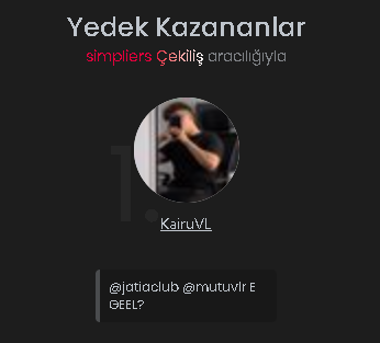 jatiaclub's tweet photo. 🎉 8.900 VP Çekiliş Sonuçları!

🏆 Kazanan: @Kiyine1253 
🔄 Yedek Kazanan: @KairuVL 
Kazananın 24 saat içinde bizimle iletişime geçmesini bekliyoruz. Dönüş yapılmaması durumunda ödül yedek kazanana aktarılacaktır.

Katılan herkese teşekkürler! Yakında yeni çekilişler, etkinlikler ve turnuvalarla devam ediyoruz. ❤️
