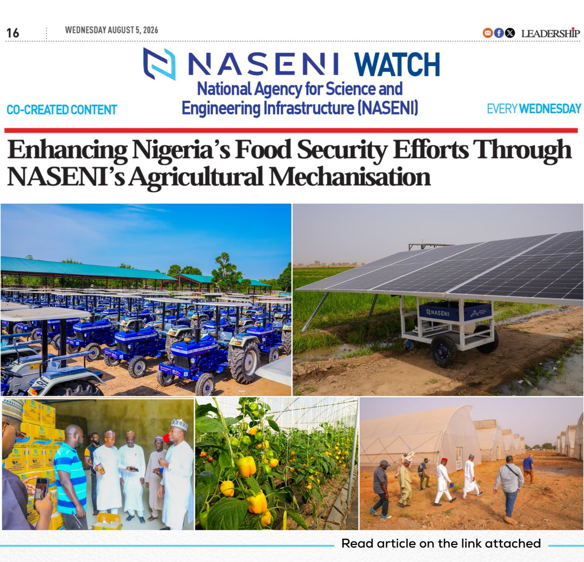 NASENIHQ's tweet photo. Enhancing Nigeria’s Food Security Efforts Through NASENI’s Agricultural Mechanisation

Nigeria faces a food security paradox. With over 84 million hectares of arable land and a youth population of more than 60%, the country should feed itself and export to others. However, Nigeria spent N3.53 trillion on raw materials imports in the first half of 2025 alone, while post-harvest losses consumed up to 40% of staple crops annually. The naira weakens under the weight of imported food and machinery. Rural unemployment persists, and climate shocks expose the fragility of rain-fed, hoe-and-cutlass agriculture.

https://t.co/ctmpDolTiI