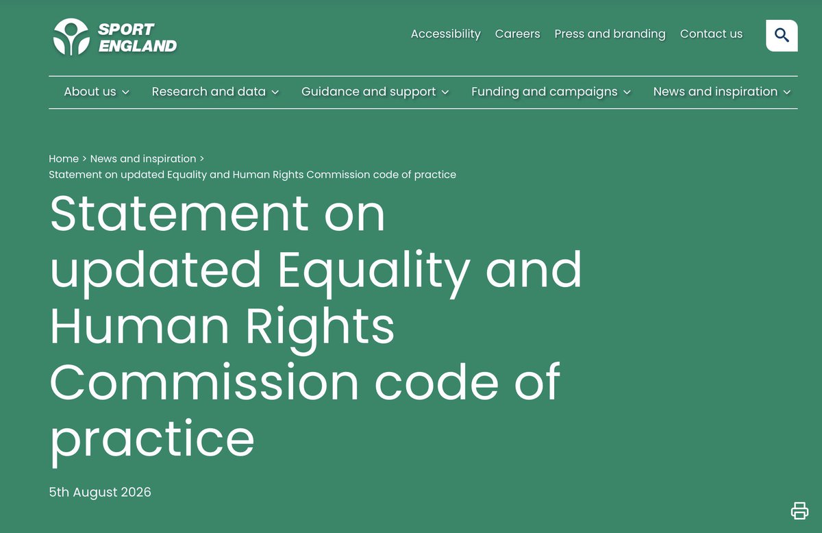 WomensRightsNet's tweet photo. The Sports Councils of England, Wales, Scotland and Northern Ireland and UK Sport have announced they will update their 2021 Transgender Inclusion in Sport guidance. 

We have questions. 

❓Is this a delaying tactic to evade providing fair and safe sport for women and girls?  

❓Will today’s announcement be used as yet another excuse for sports’ governing bodies to delay complying with the law?

We’ve had the ‘waiting for EHRC guidance’ now we will get the ‘waiting for Sports Councils’ guidance’. There should be no more delays. Every sport should be legally compliant. Now.

❓The Sports Councils knew this day was coming. If they were going to write their own guidance why isn’t it in place today? 

SIXTEEN months since the Supreme Court judgment allowed plenty of time to have written new guidance - the IOC managed it within six months of the appointment of Kirsty Coventry to the top job.

❓Why are the Sports Councils writing new guidance when the 2021 document stated that males can be lawfully excluded from female sports? 

❓Why won’t the Sports Councils state that all sports and recreational activities must follow the EHRC Code of Practice? 

The EHRC document is crystal clear: sports that have a female category must not include males. Any activity that states it is for females must only be for women and girls.

❓How many more hundreds of thousands of pounds of public money will the Sports Councils waste on producing guidance that:

a) was already in place
b) is covered in the EHRC guidance?

Don’t reinvent the wheel. Just apply the law. 

@Sport_England @sportwales @sportscotland @_SportNI @uk_sport 

The list of non-compliant sports funded by Sport England are listed on the Sports page of our website. Link in next post. 1/2