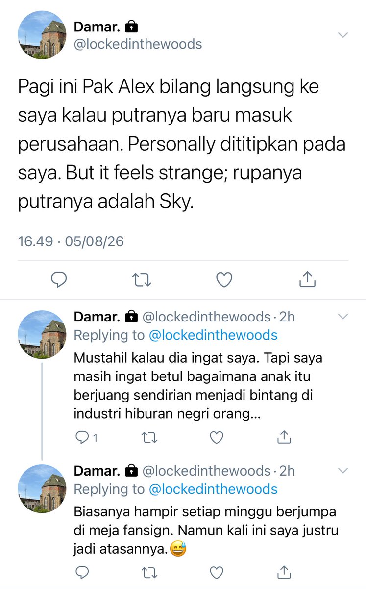 sentuh's tweet photo. Antariksa Aksa Atmadja, seorang pemuda yang memilih pensiun dari karir idolnya di usia 26 tahun akhirnya memilih hal baru; yakni kerja kantoran. Namun, siapa sangka jika atasannya justru penggemar beratnya sejak dulu, yakni pemuda bernama samaran Woods?

a chanmin prompt. https://t.co/yLa37Pm4vX